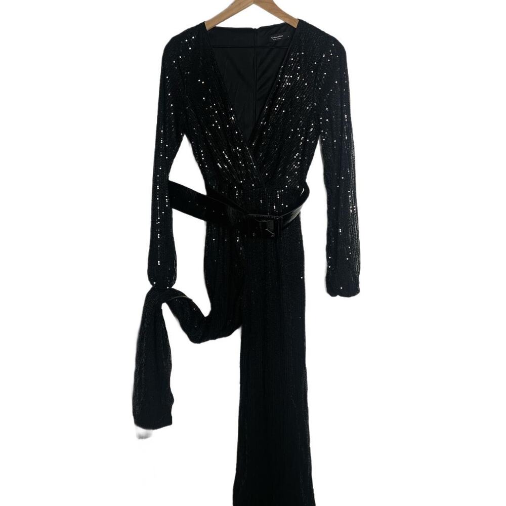 Black sequin jumpsuit with Belt